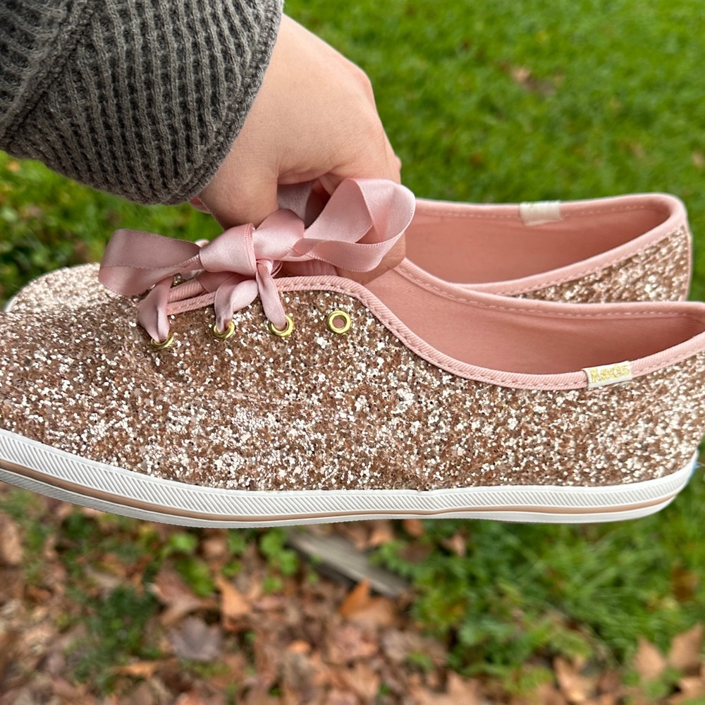 Sparkling Glitter Sneakers with Satin Laces - Picture 2 of 8